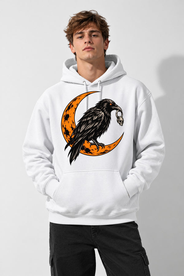 Raven Moon Skull - White