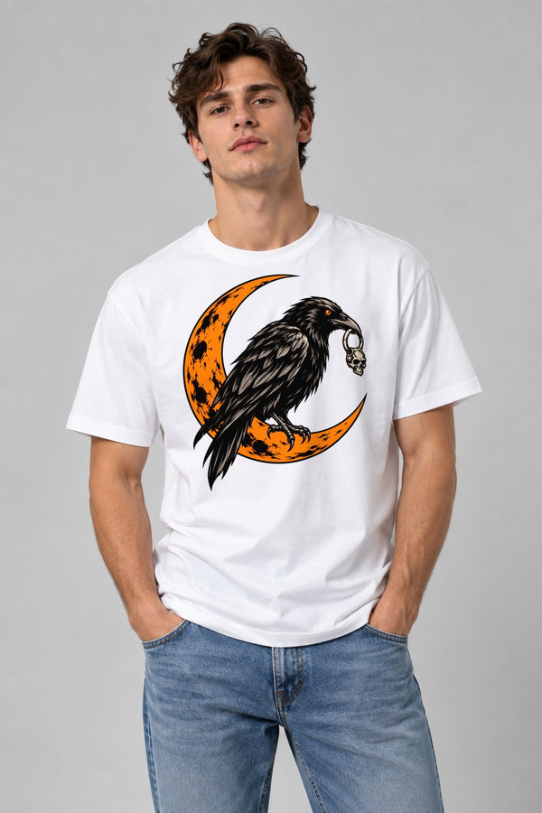 Raven Moon Skull - White