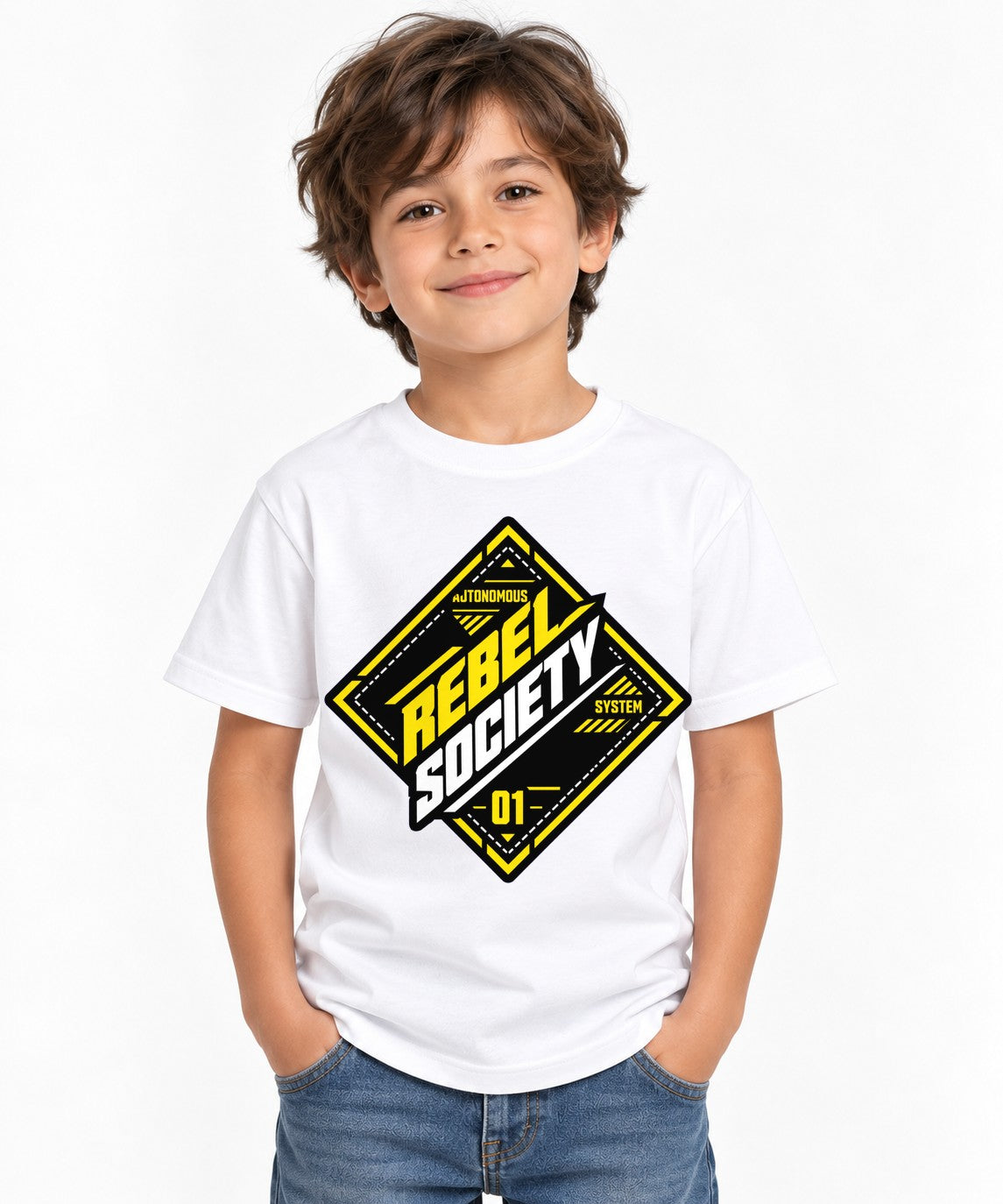 Rebel Society Cyberpunk Techwear Diamond Emblem Futuristic Streetwear - White