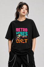 Retro Vibes Only Roller Skate Graphic T-Shirt 80s Aesthetic - Black