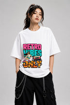 Retro Vibes Only Roller Skate Graphic T-Shirt 80s Aesthetic - White