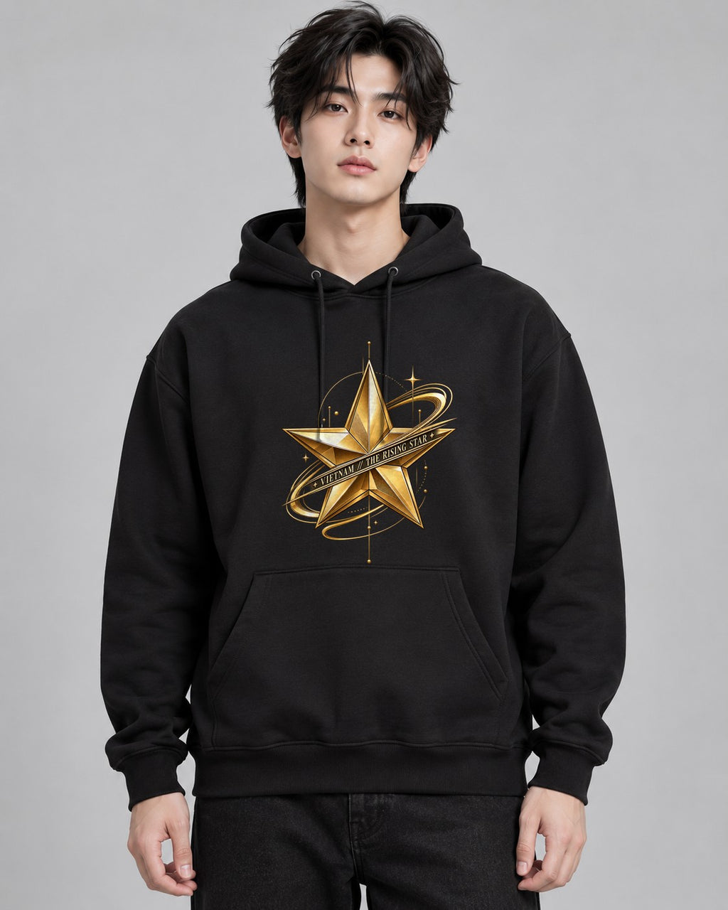 Rising Gold Star - Black
