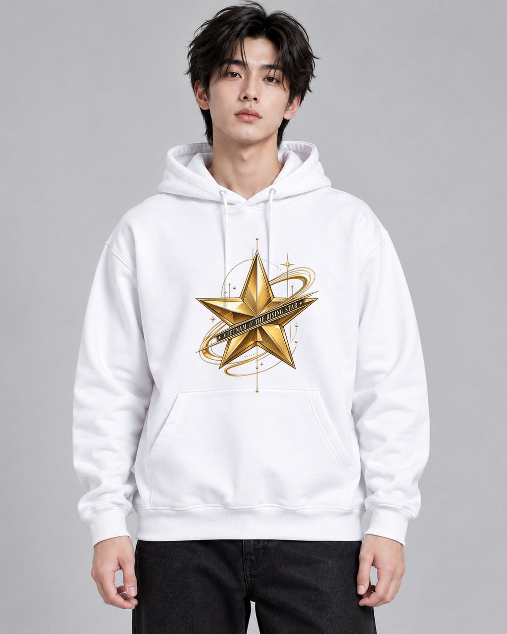 Rising Gold Star - White