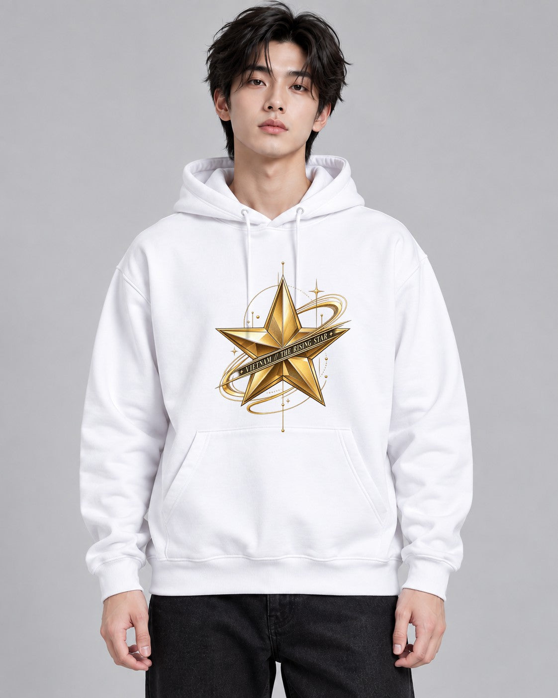 Rising Gold Star - White
