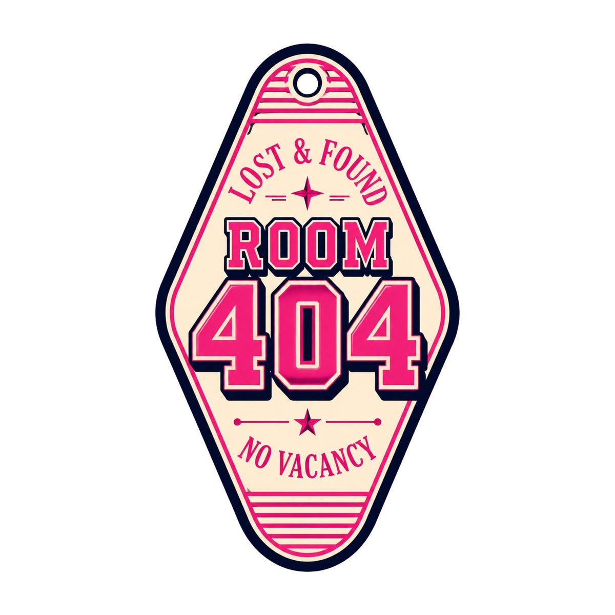 Room 404 Not Found Retro Motel Keychain Vintage Typography Humor