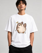Round Fluffy Owl - White