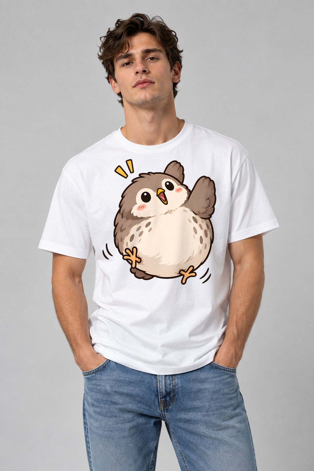Round Fluffy Owl - White