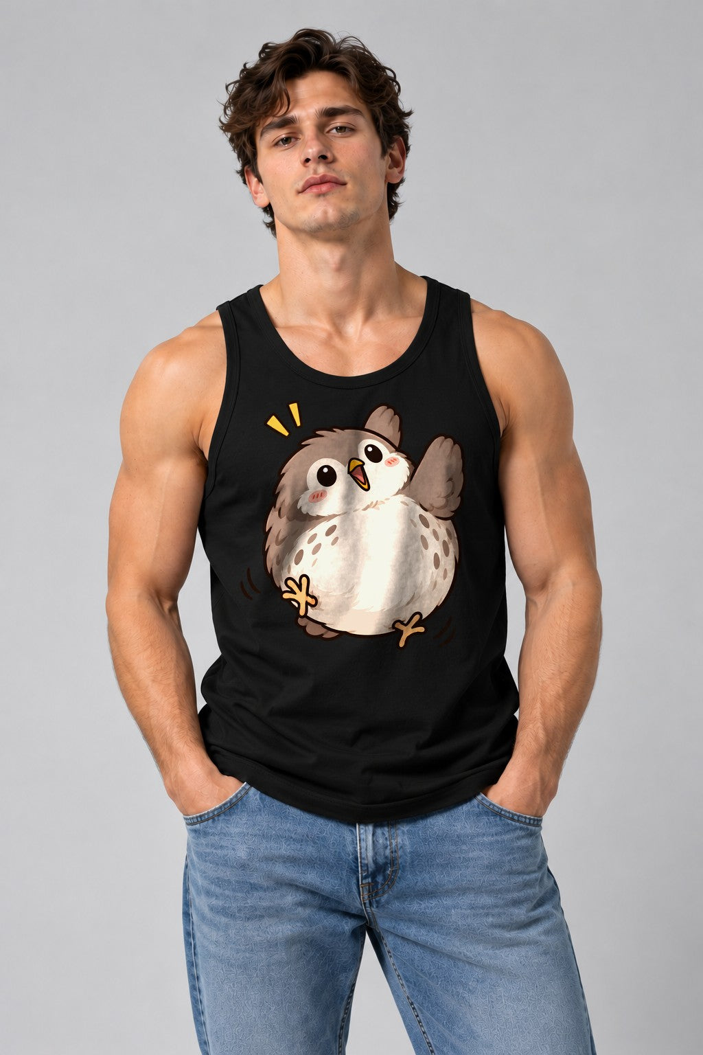 Round Fluffy Owl - Black