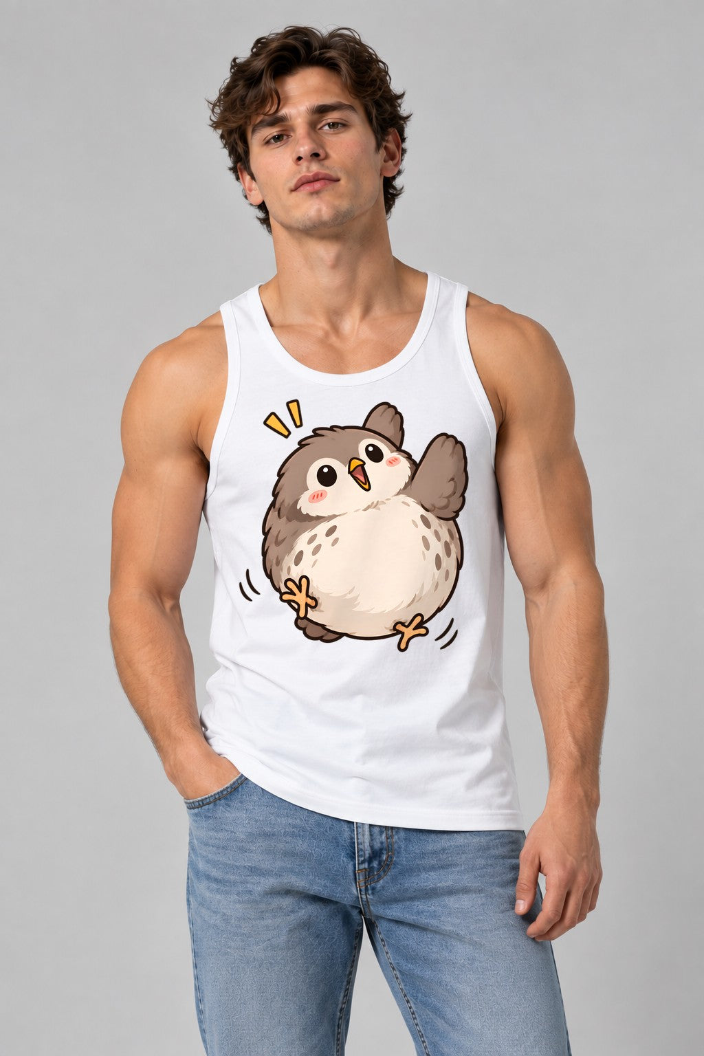 Round Fluffy Owl - White