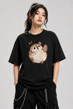 Round Fluffy Owl - Black