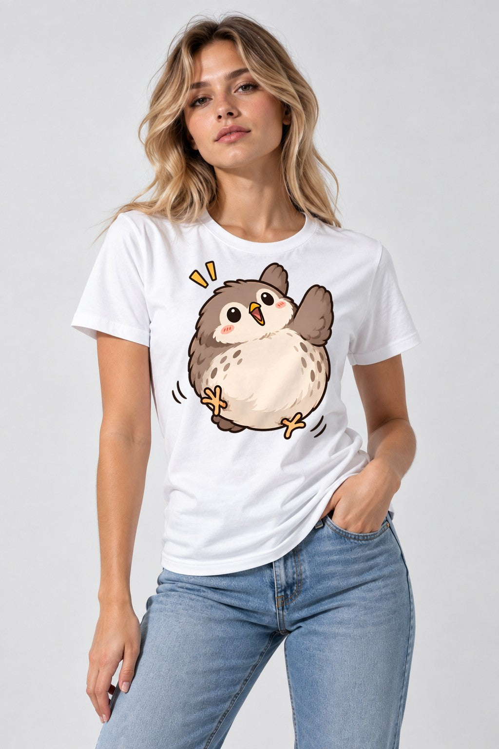 Round Fluffy Owl - White