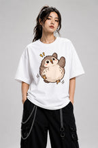 Round Fluffy Owl - White