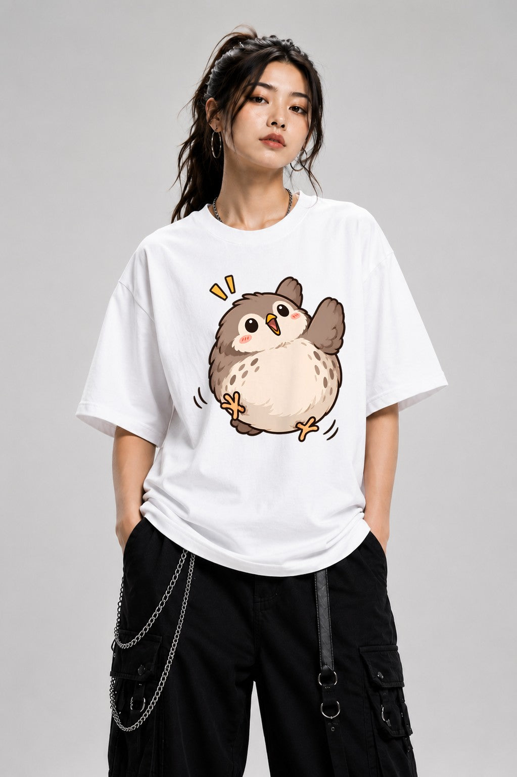 Round Fluffy Owl - White