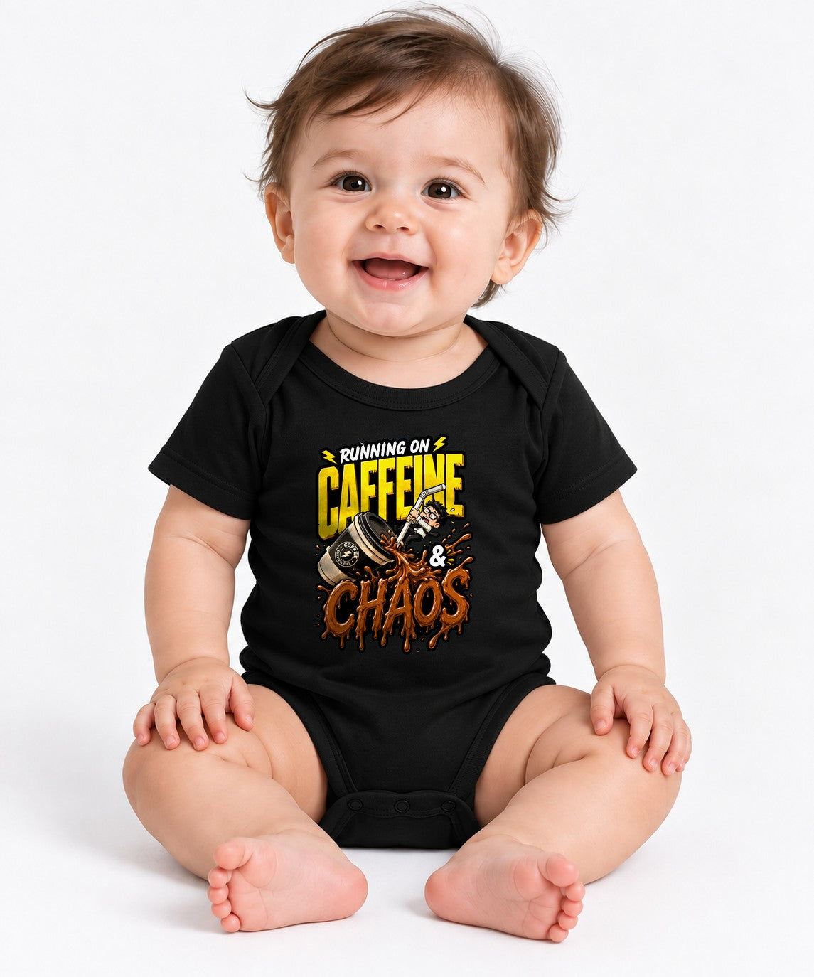 Running On Caffeine And Chaos T-Shirt - Funny Coffee Lover Tee - Black