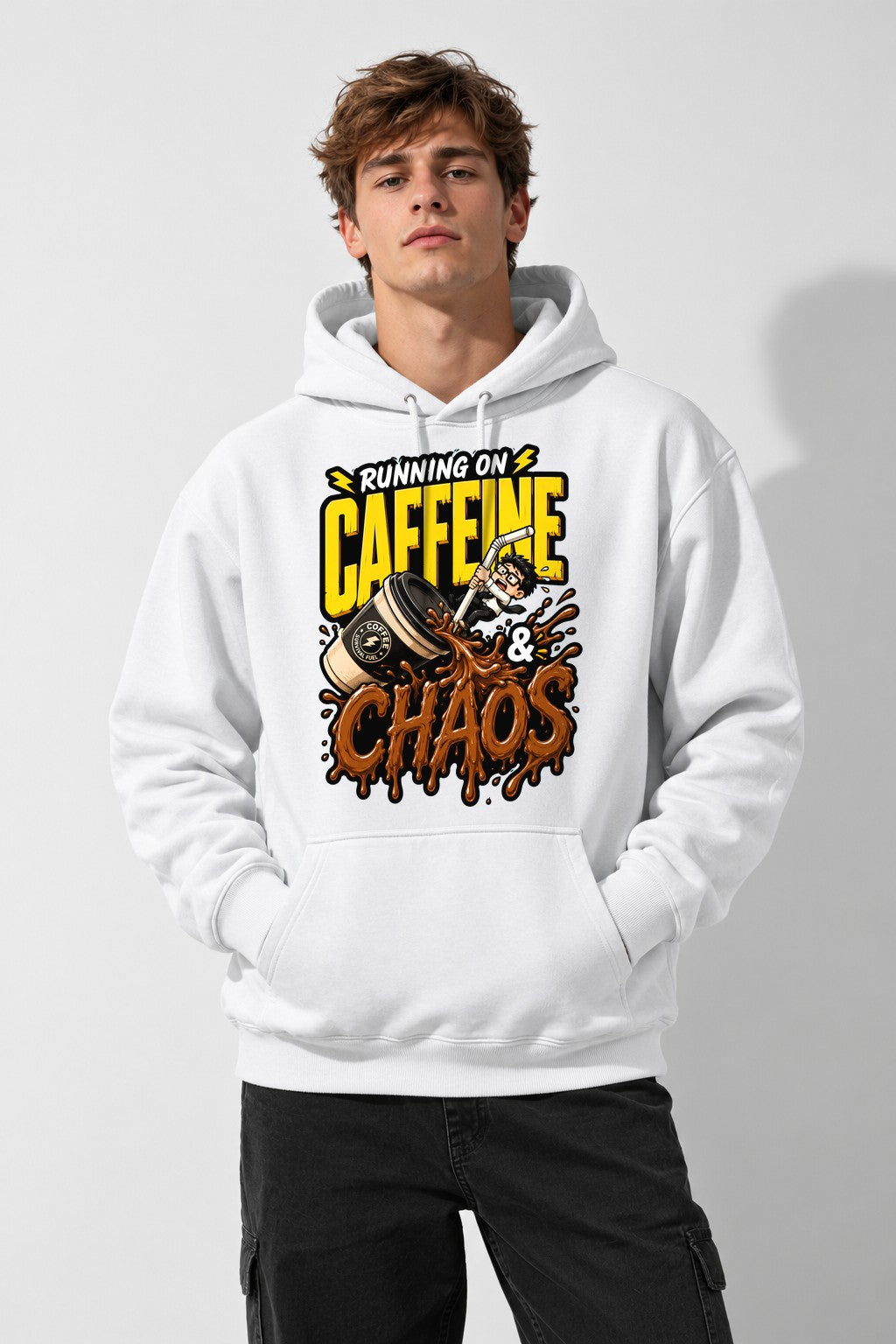 Running On Caffeine And Chaos - White