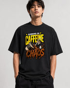 Running On Caffeine And Chaos T-Shirt - Funny Coffee Lover Tee - Black
