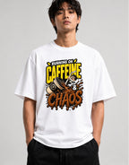 Running On Caffeine And Chaos T-Shirt - Funny Coffee Lover Tee - White