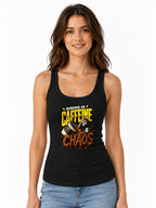 Running On Caffeine And Chaos T-Shirt - Funny Coffee Lover Tee - Black