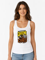 Running On Caffeine And Chaos T-Shirt - Funny Coffee Lover Tee - White