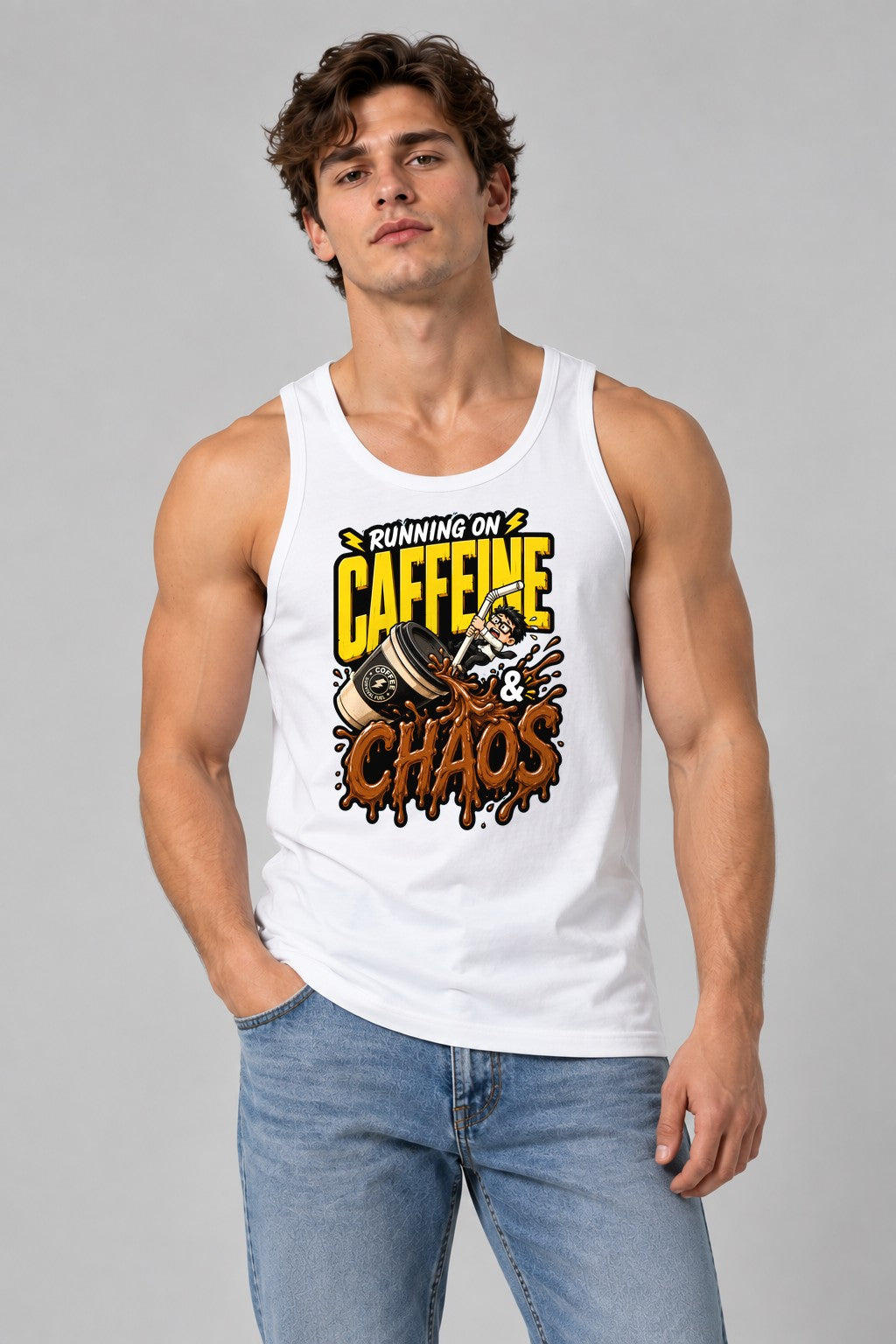 Running On Caffeine And Chaos - White