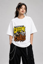 Running On Caffeine And Chaos T-Shirt - Funny Coffee Lover Tee - White
