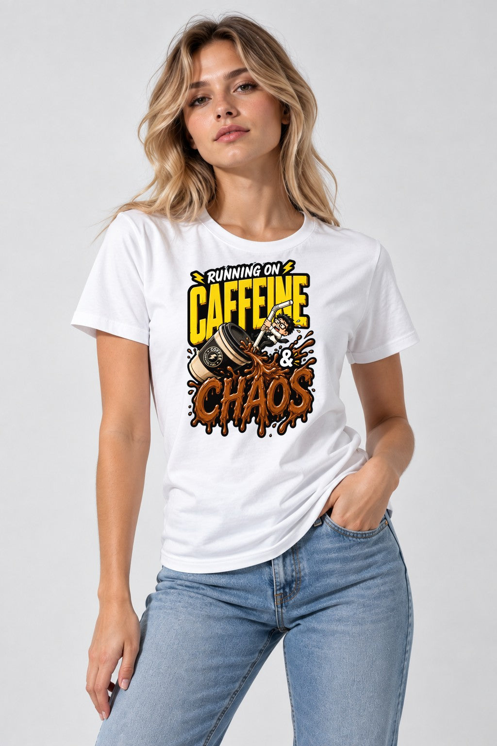 Running On Caffeine And Chaos - White