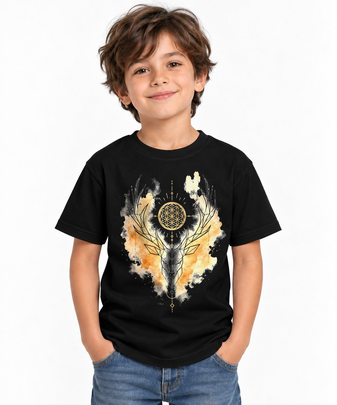 Sacred Geometry Deer - Black