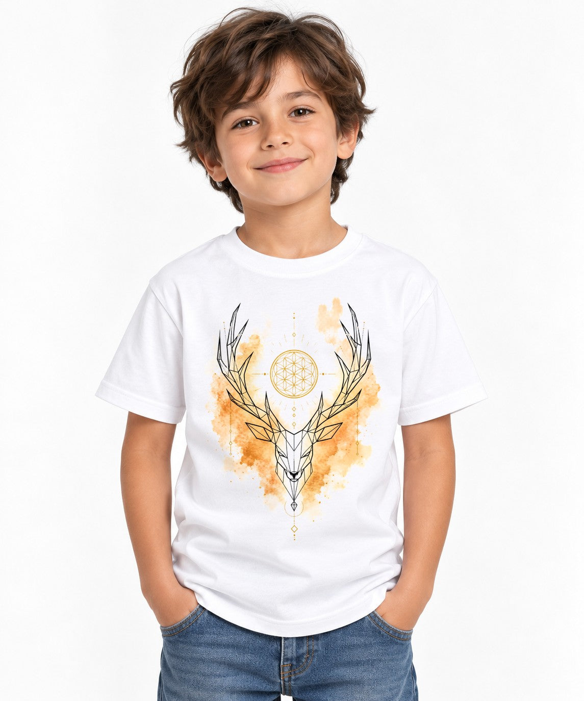 Sacred Geometry Deer - White