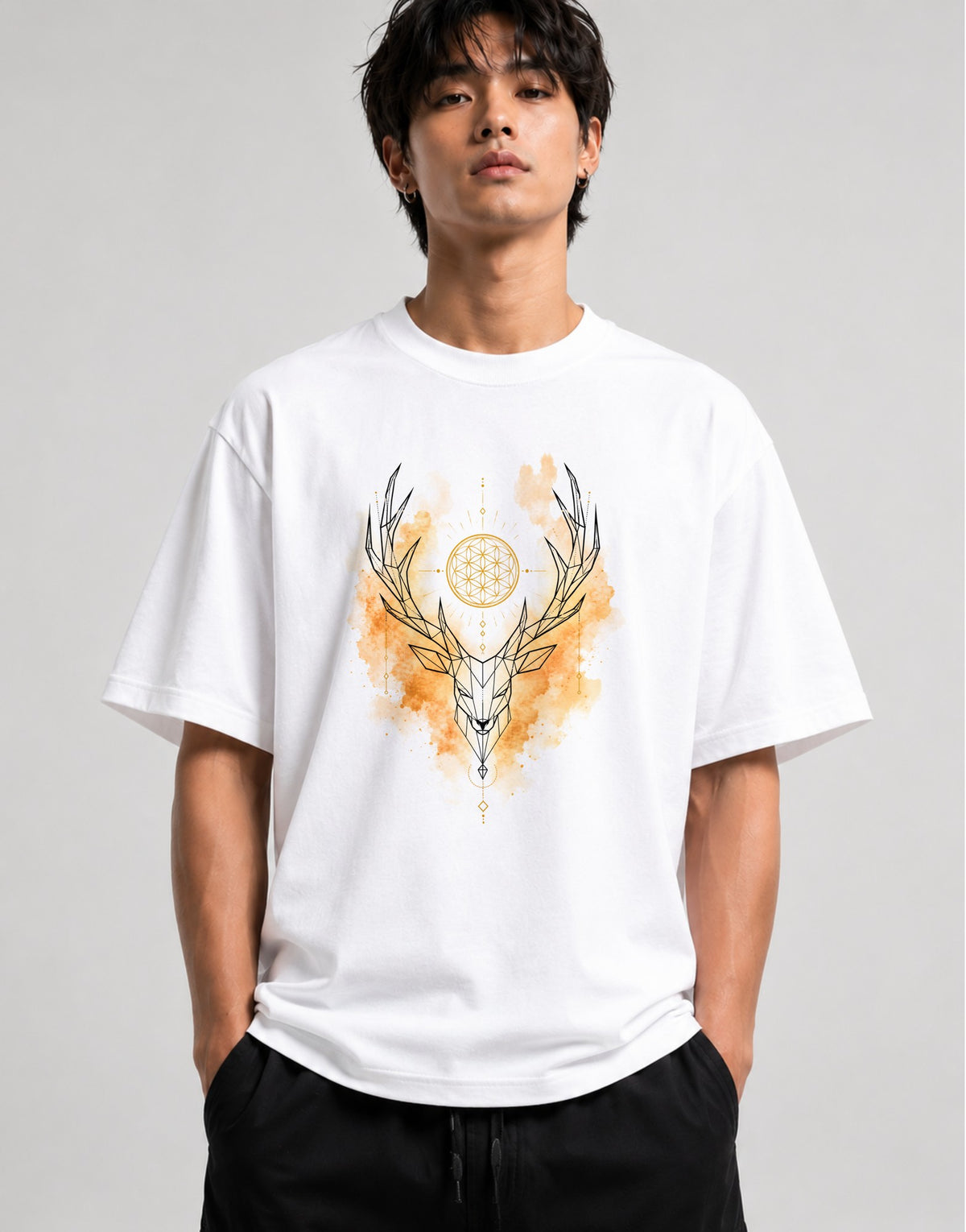 Sacred Geometry Deer - White