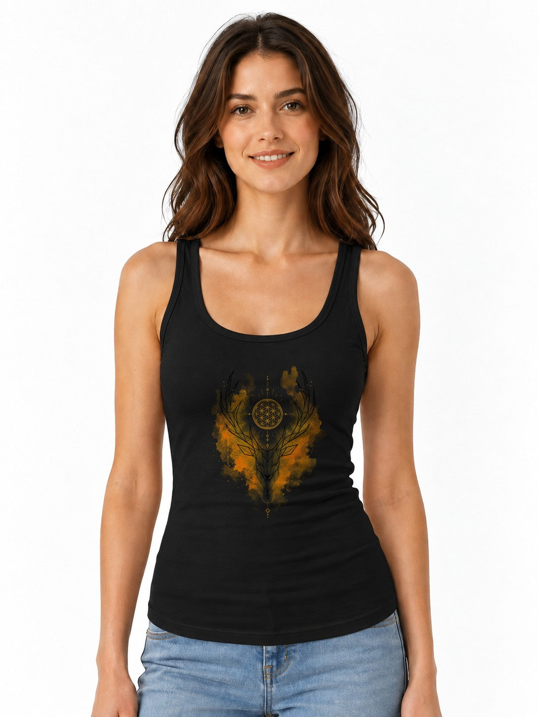 Sacred Geometry Deer - Black
