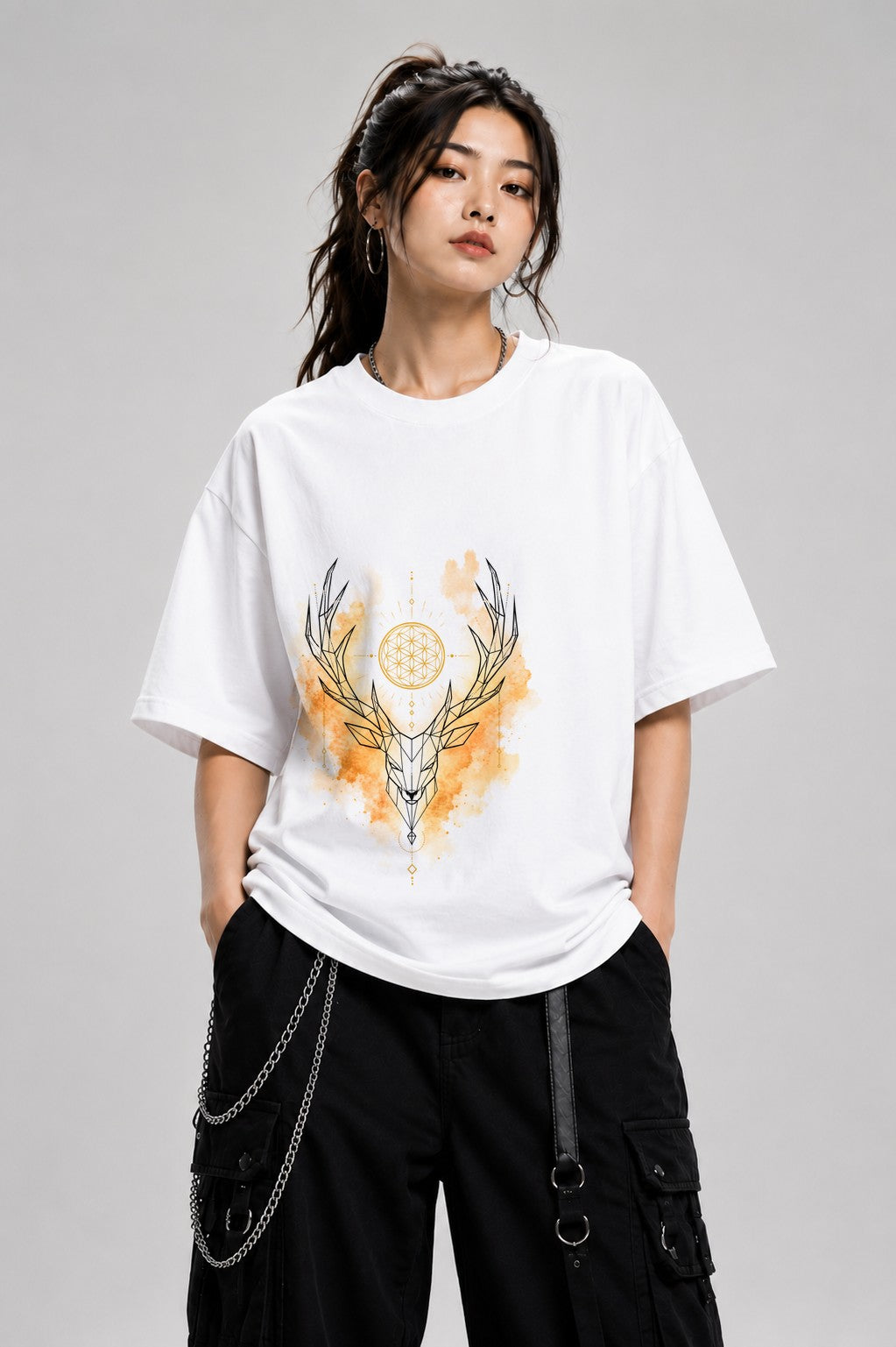 Sacred Geometry Deer - White