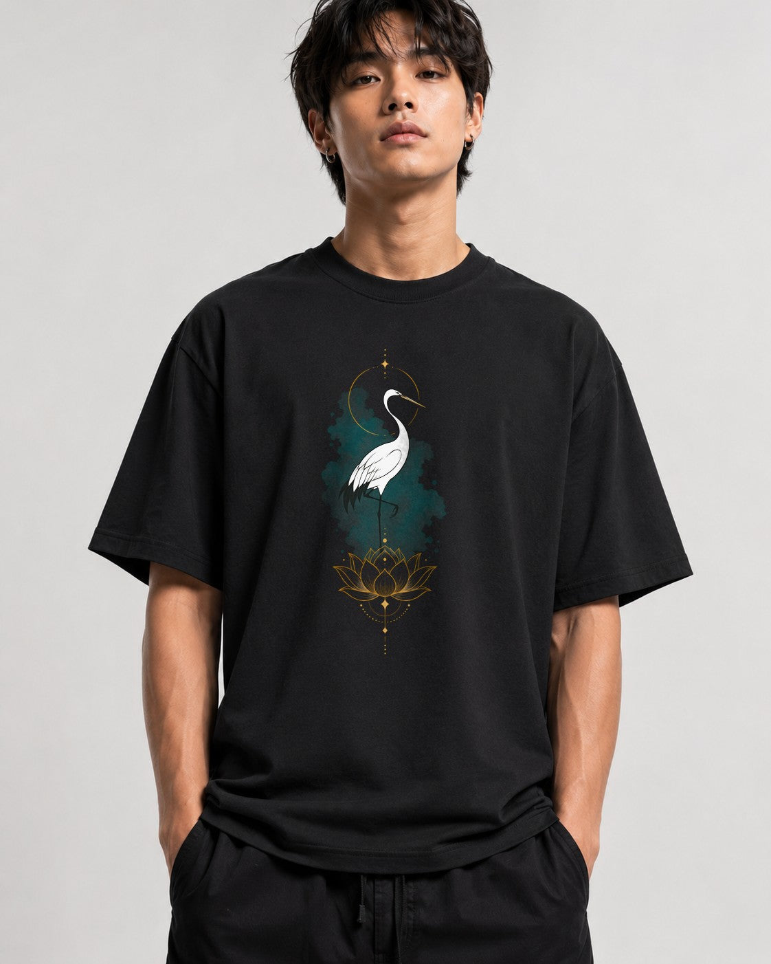Sacred Heron Lotus - Black