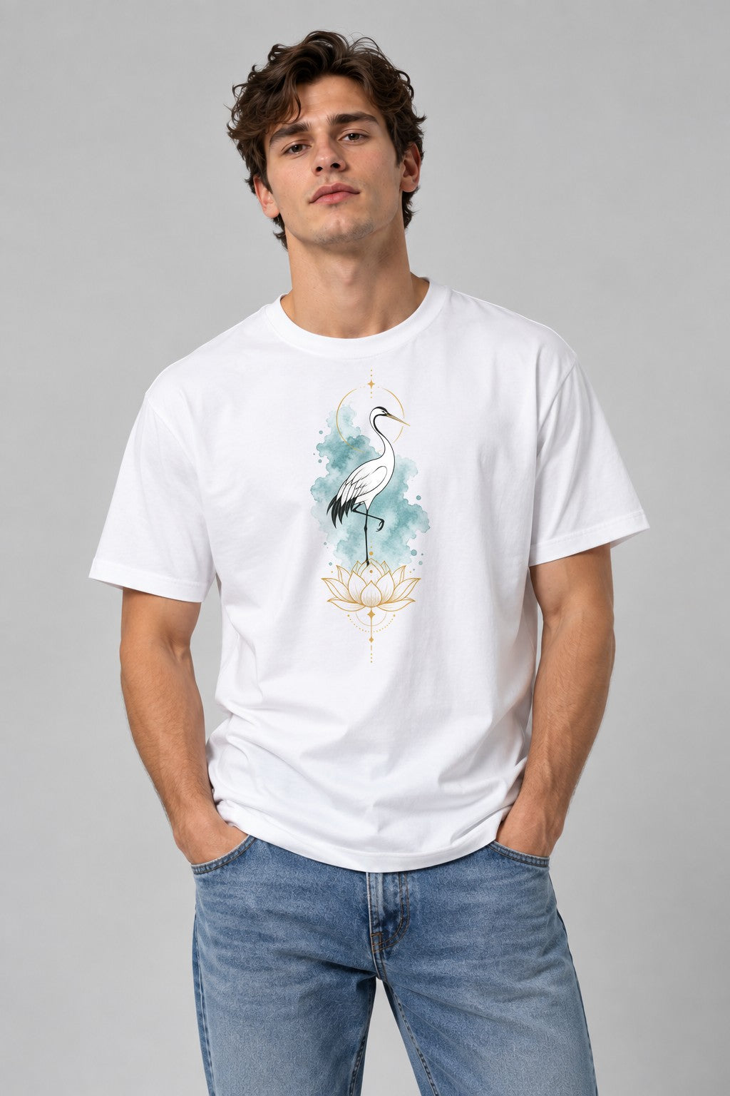 Sacred Heron Lotus - White