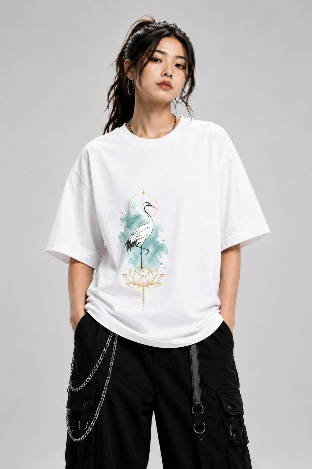 Sacred Heron Lotus - White
