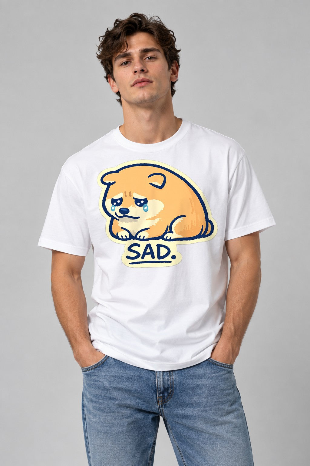 Sad Shiba - White