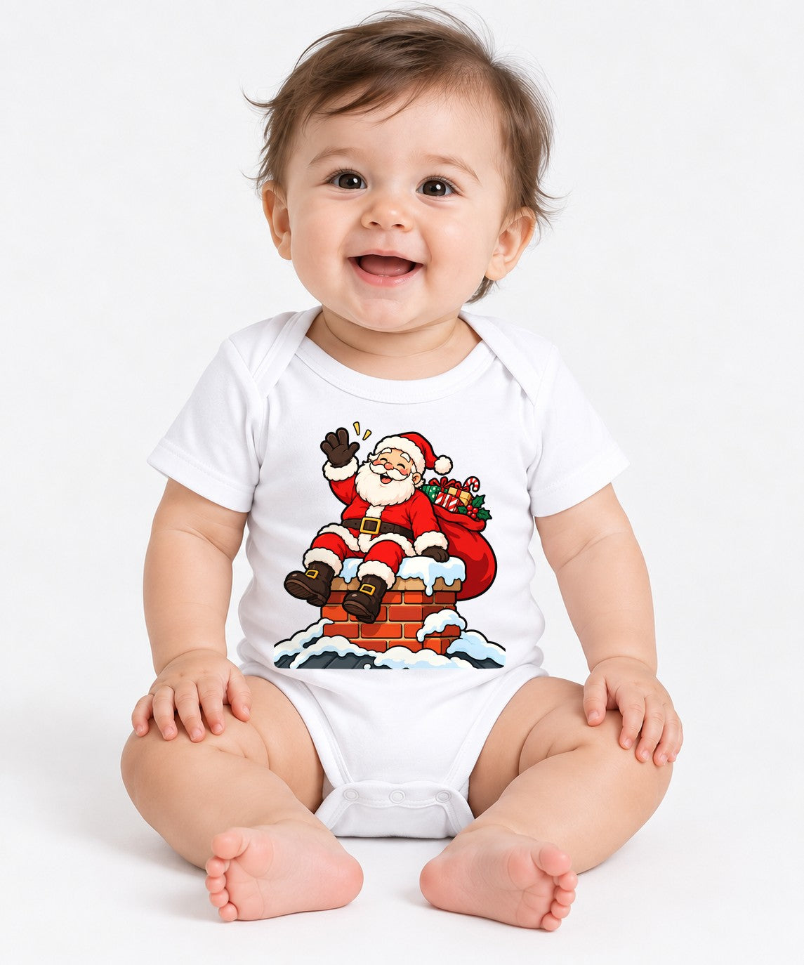 Santa on Chimney - White