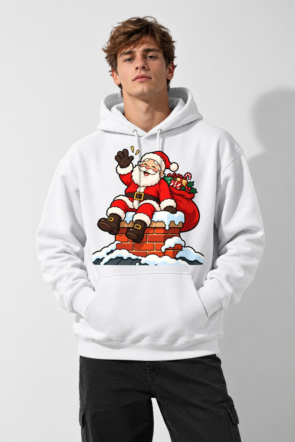 Santa on Chimney - White