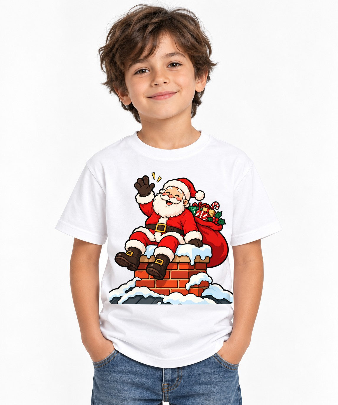 Santa on Chimney - White