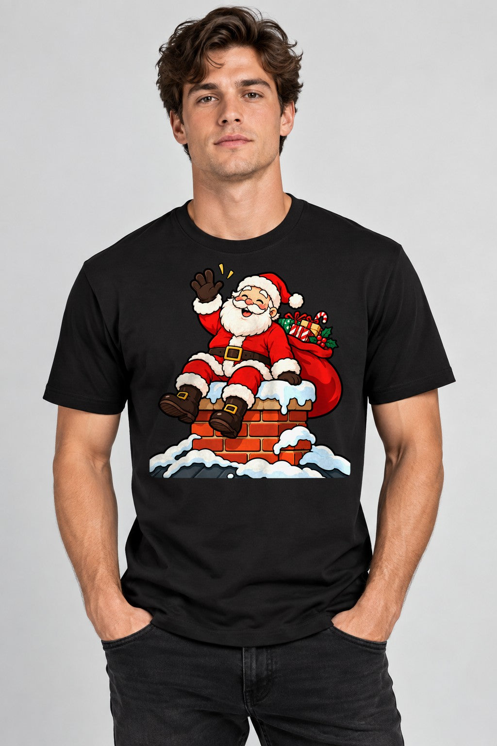 Santa on Chimney - Black