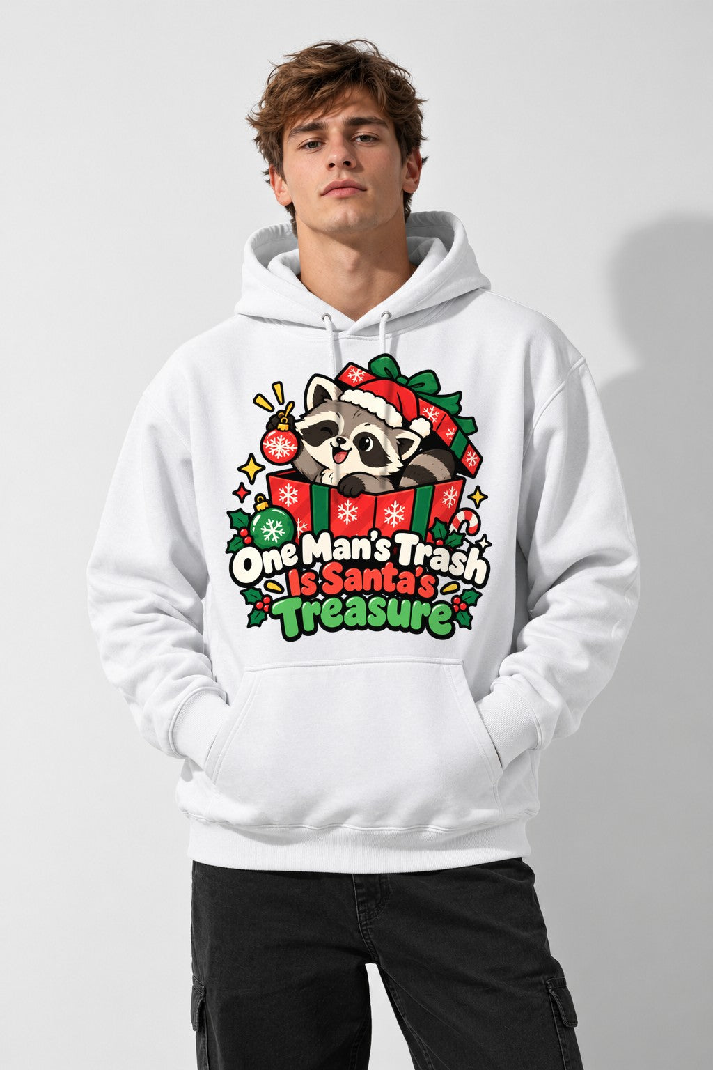 Santa's Treasure Raccoon - White