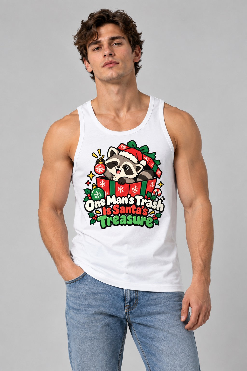 Santa's Treasure Raccoon - White