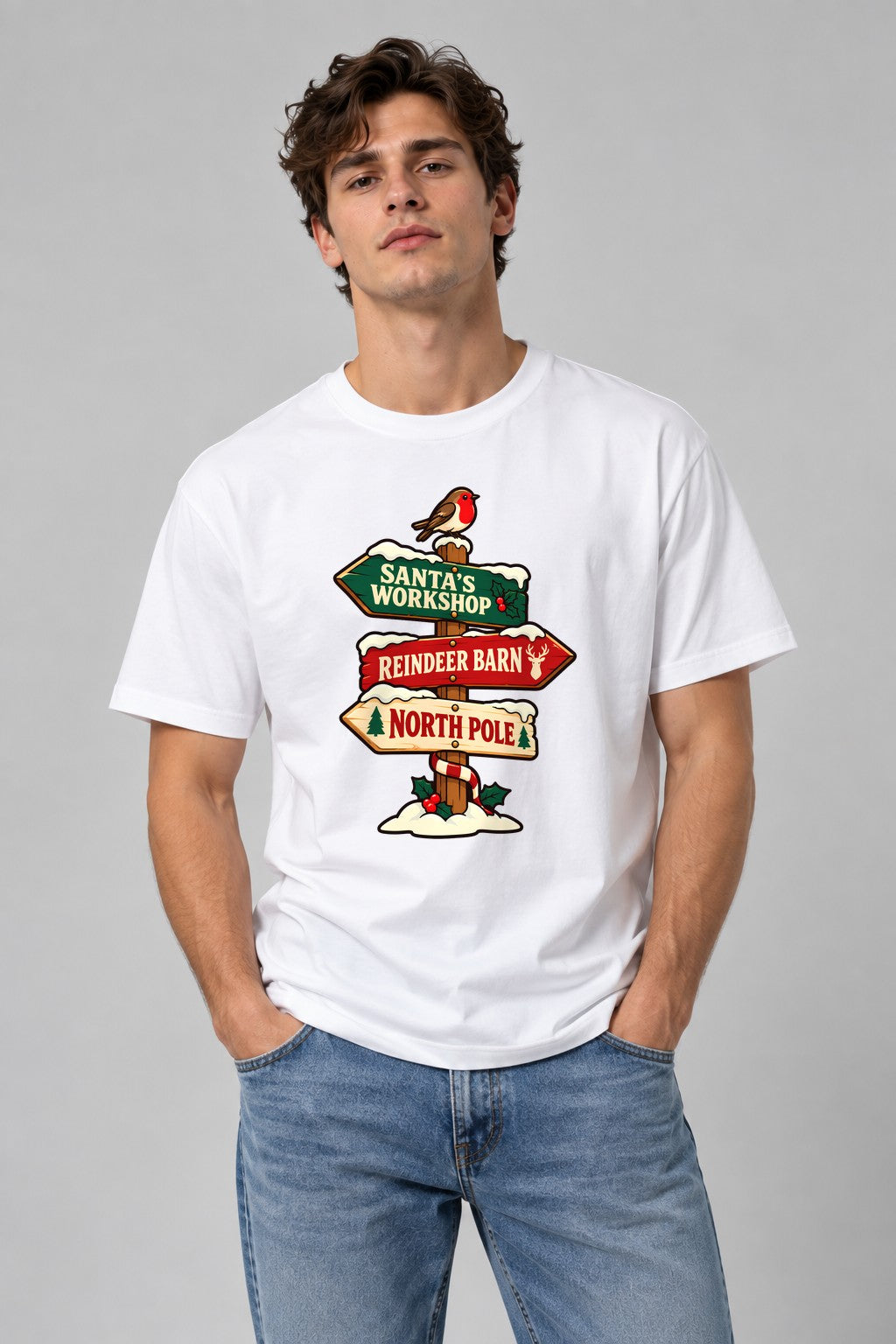 Santa's Workshop Sign - White