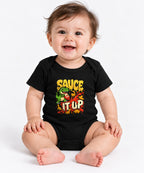 Sauce It Up Dinosaur T-Shirt - Funny Food Lover Graphic Tee - Black