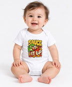 Sauce It Up Dinosaur T-Shirt - Funny Food Lover Graphic Tee - White