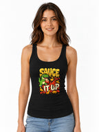 Sauce It Up Dinosaur T-Shirt - Funny Food Lover Graphic Tee - Black
