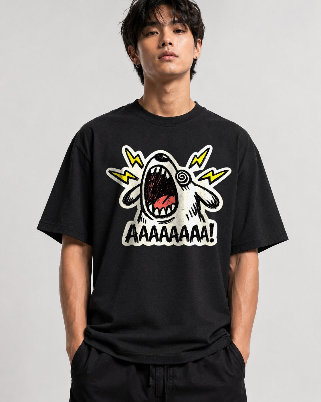 Screaming Lightning Bolt - Black