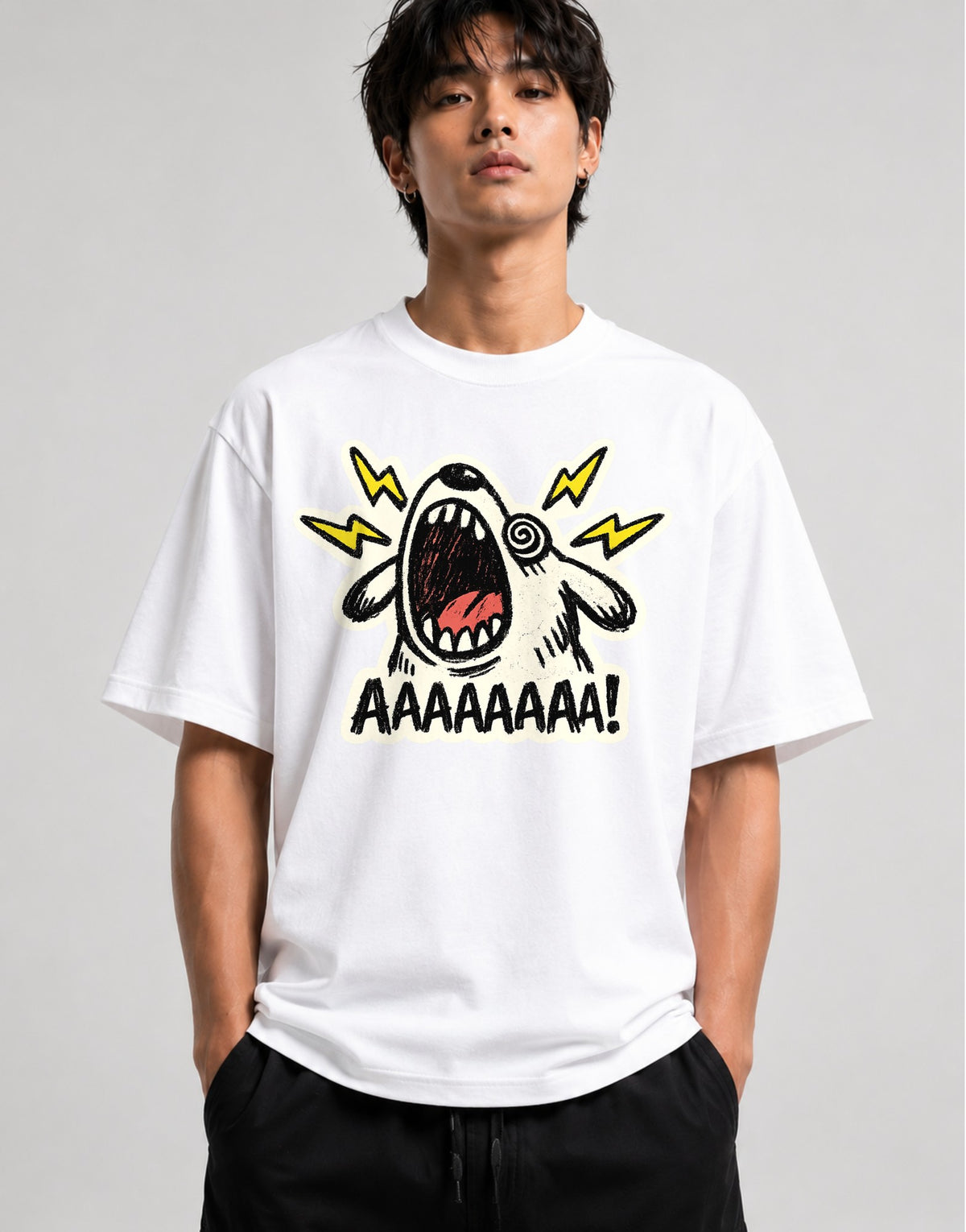 Screaming Lightning Bolt - White