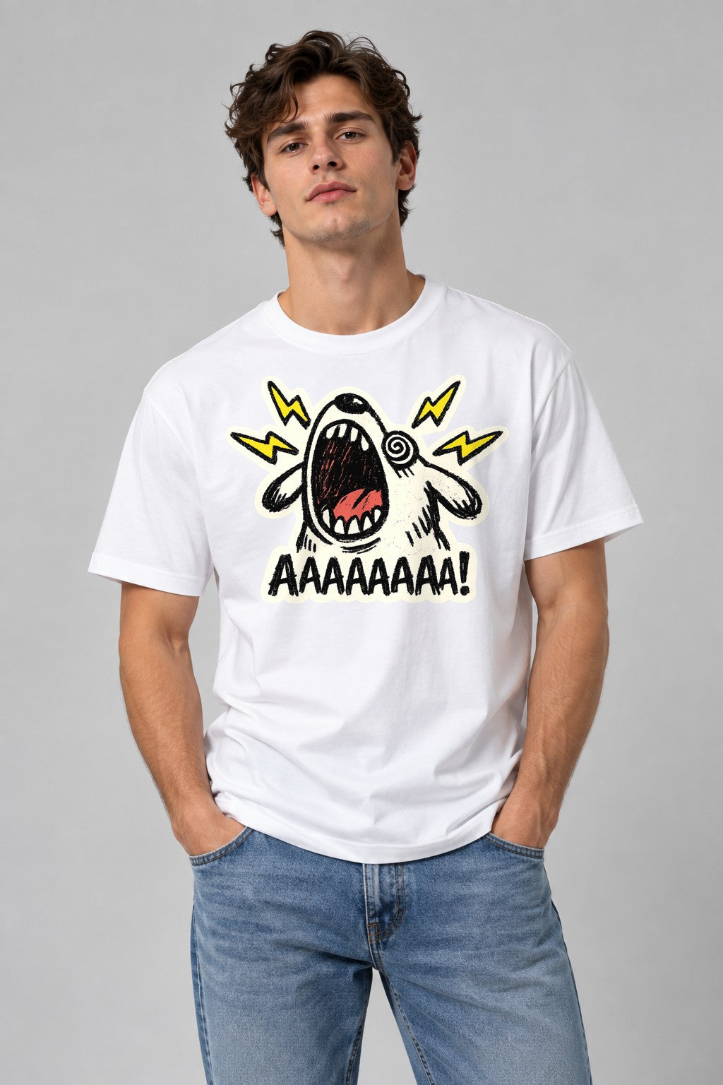 Screaming Lightning Bolt - White