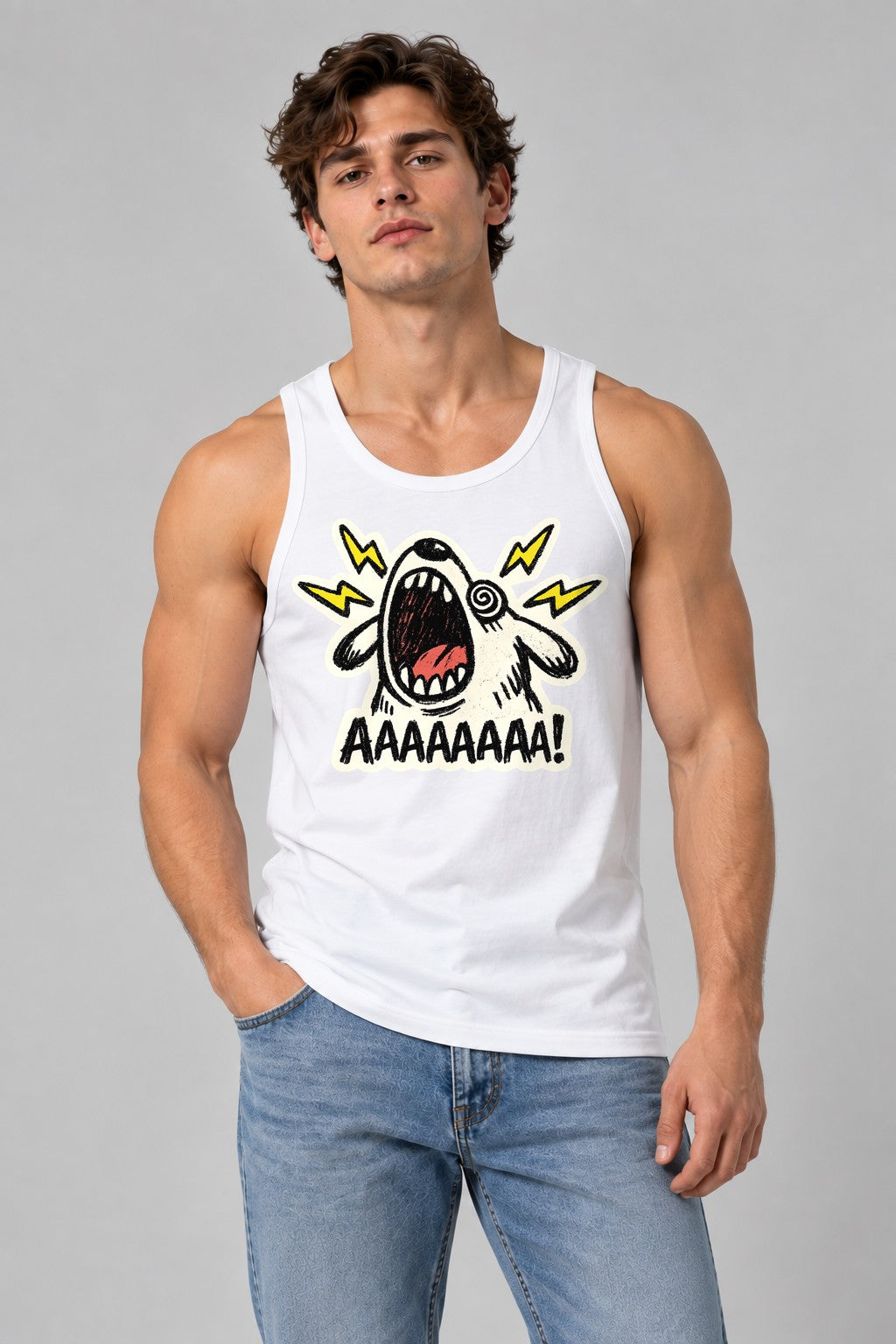 Screaming Lightning Bolt - White