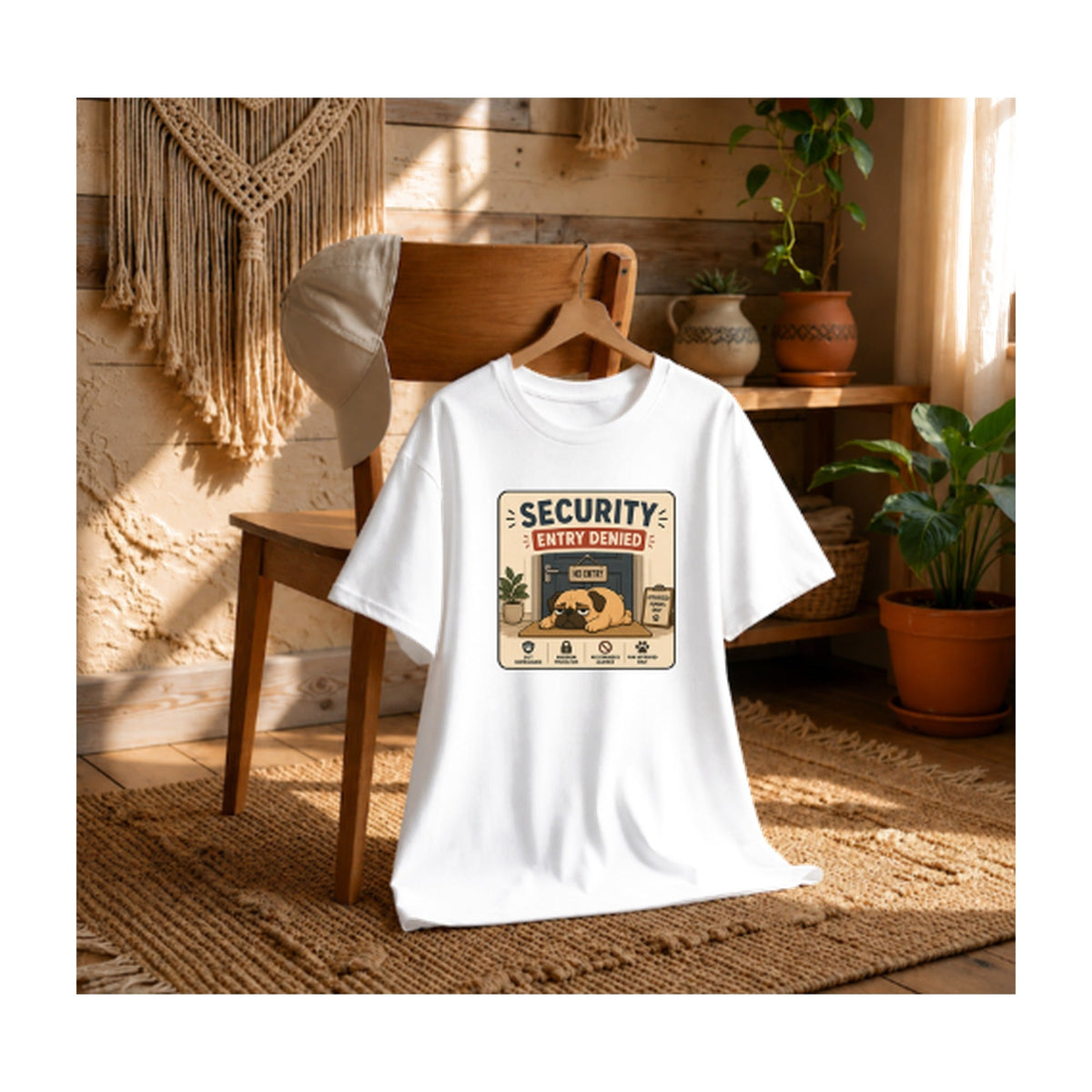 Security Entry Denied Funny Guard Pug Dog Doormat Sarcastic Sign